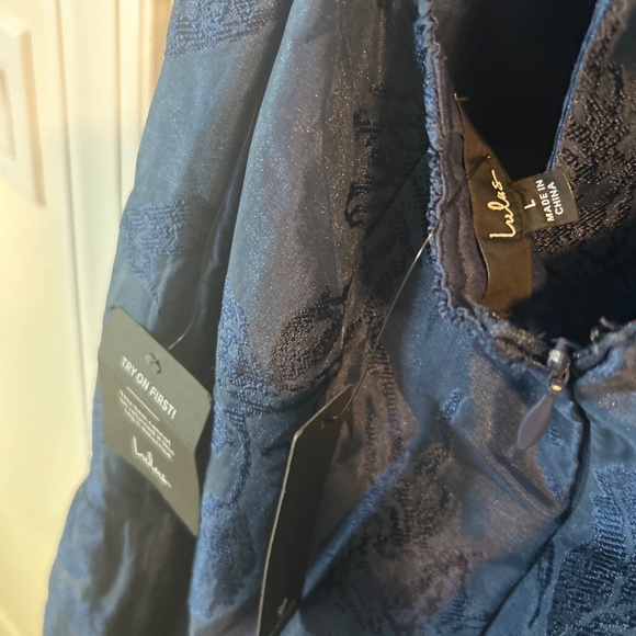 Lulus Opulent Aura Navy Floral Jacquard Tie-back Drop Waist Maxi Dress Blue - Picture 6 of 7